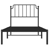 Metal Bed Frame without Mattress with Headboard Black 90x200cm 373880