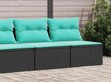 2 Piece Garden Sofa Set with Cushions Black Poly Rattan Acacia 3325243