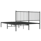 Metal Bed Frame without Mattress with Headboard Black 140x200cm 350865