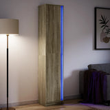 Highboard with LED Sonoma Oak 41.5x32.5x200 cm Engineered Wood 3307900
