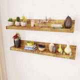 241088 Display Shelf 2 pcs Solid Wood Wall-Mounted