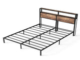 135cm190cm Double Metal Bed Frame with RGB Smart LED Lights & Storage Headboard, Heavy Duty 363kg T6135P515768