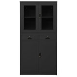 Office Cabinet Anthracite 90x40x180 cm Steel and Tempered Glass 336424