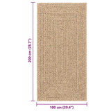 Rug ZIZUR Beige 80x250 cm Jute Look Indoor and Outdoor 4010391