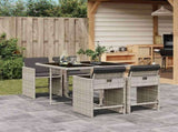 5 Piece Garden Dining Set with Cushions Light Grey Poly Rattan 3211079