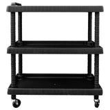 3-Tier Workshop Tool Trolley Black 75x37.5x92 cm PP 151828