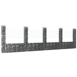 U-shape Gabion Basket with 5 Posts Iron 500x20x150 cm 151285