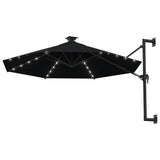 Wall-mounted Garden Parasol with LEDs 300 cm Black 312528