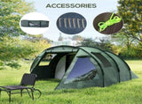 Two Room Tunnel Tent Camping Tent for 3-4 Man with Windows, Covers, Carry Bag, for Fishing, Hiking, T3398P348993