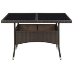 ZNTS Outdoor Dining Table Brown Poly Rattan and Glass 310556