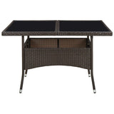 ZNTS Outdoor Dining Table Brown Poly Rattan and Glass 310556