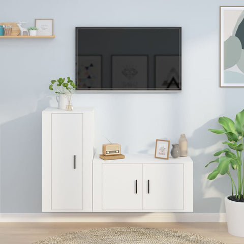 2 Piece TV Cabinet Set White Engineered Wood 3188470
