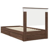 Storage Bed with Drawer Brown Oak 90 x 190 cm Engineered Wood 3411256