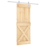 Sliding Door Natural and White 80 x 210 cm Solid Pine Wood 3444942
