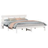 Bed Frame with Headboard White 200 x 200 cm Solid Pine wood 872150