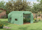 Walk-In Garden Polytunnel Greenhouse with Steel Frame, PE Cover, Roll-Up Door and 4 Windows, 2.5 x T3398P325093