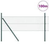 Fence with Posts Green 0.5 x 100 m PVC-coated steel 3352732