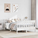Bed Frame without Mattress White 135x190 cm Double Solid Wood Pine 3307021