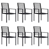 Dining Set Black Glass, Powder-Coated Steel, PVC Hollow Rattan 3060265