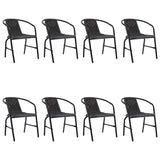 Garden Chair Set of 8 Black Plastic rattan, steel Stackable 3107705