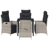 Garden Dining Set with Cushion 5 pcs Light Grey Poly Rattan 3380569