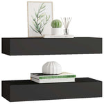 Wall-mounted Drawer Shelves 2 pcs Black 60x23.5x10cm MDF 330258