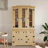 Highboard Corona Brown 112x43x196 cm Solid Wood Mexican Pine 355085