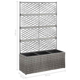 46935 Trellis Raised Bed with 3 Pots 83x30x130 cm Poly Rattan Grey