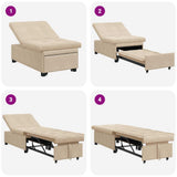 Sofa Bed Cream 194 x 67 x 82 cm Microfiber 42008611