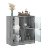Side Cabinet with Glass Doors Grey Sonoma 68x37x75.5 cm 836425
