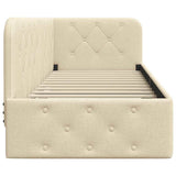 Corner Bed Frame with Headboard Cream 80 x 200 cm Fabric 42016485