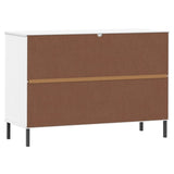 Sideboard with Metal Legs White 113x40x77 cm Solid Wood OSLO 351020