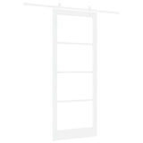 Sliding Door White 93 x 232 cm Solid Pine Wood and Glass 3332264