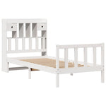 ZNTS Bookcase Bed without Mattress White 90x190 cm Single Solid Wood Pine 3321730