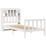 ZNTS Bookcase Bed without Mattress White 90x190 cm Single Solid Wood Pine 3321730