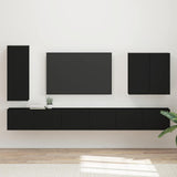 TV Wall Cabinet Set Wall-mounted 6 pcs Black 3408944