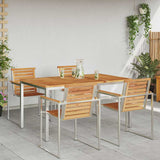 Dining Table 150x90x75 cm Solid Teak Wood and Stainless Steel 42006188