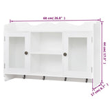 White MDF Wall Cabinet Display Shelf Book/DVD/Glass Storage 242435