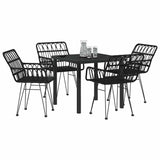 Garden Dining Set 5 pcs Black Powder-Coated Steel 3379185