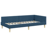 Corner Bed Frame with Headboard Blue 90 x 200 cm Fabric 42016124