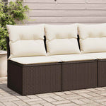 2 Piece Garden Sofa Set with Cushions Brown Poly Rattan Acacia 3325239