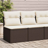 2 Piece Garden Sofa Set with Cushions Brown Poly Rattan Acacia 3325239