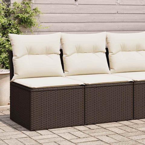 2 Piece Garden Sofa Set with Cushions Brown Poly Rattan Acacia 3325239