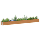 Garden Raised Bed Light Brown 485 x 50 x 36 cm Galvanised Steel 42017347