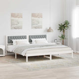 Bed Frame Light Grey 200 x 200 cm Solid Pine Wood 3394237