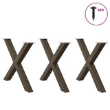 Dining Table Legs X-Shaped 3 pcs Natural Steel 90x cm Steel 4012999