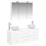 Bathroom Furniture Set 4 pcs White Engineered Wood and Glass 3406735