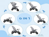 6 in 1 Kids Trike with Parent Handle, Canopy, 5-point Safety Belt, Storage, Footrest, Brake, for 1-5 T3398P348145