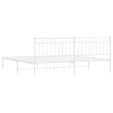 Metal Bed Frame without Mattress with Headboard White 193x203cm 373746