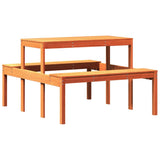 Picnic Table Wax Brown 110x134x75 cm Solid Wood Pine 844647